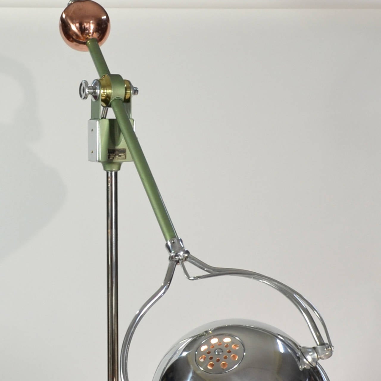 Polished Industrial Medical Floor Lamp, 1940s, Ohio USA In Excellent Condition In Berkeley, CA