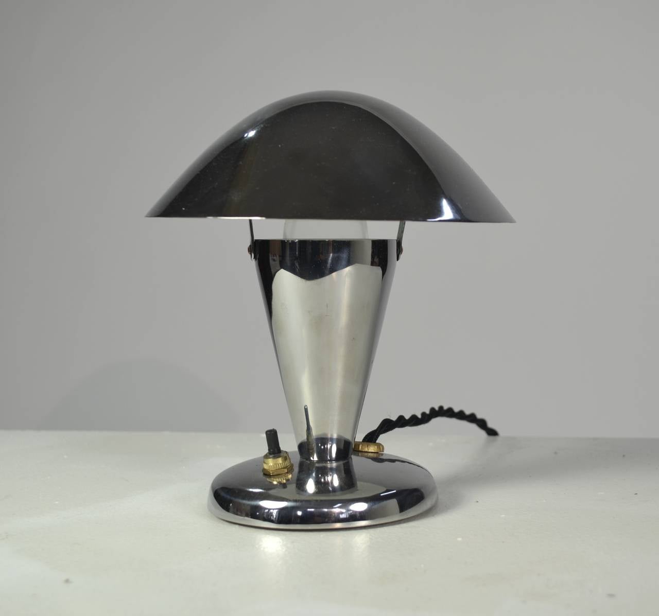 French Helmet-Top Nickel Lamp