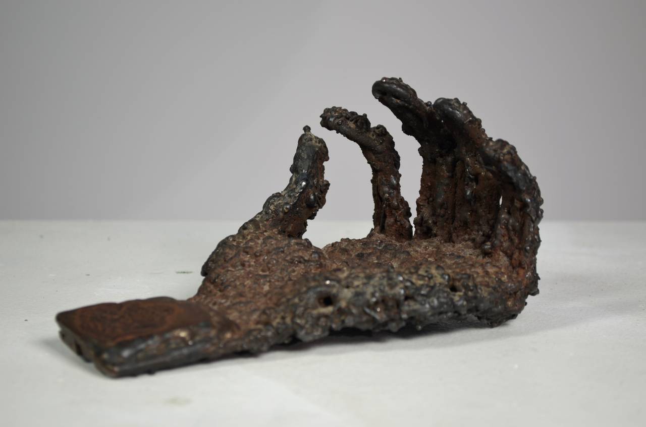 Metal Hand Sculpture brutalist 1950s-1960s