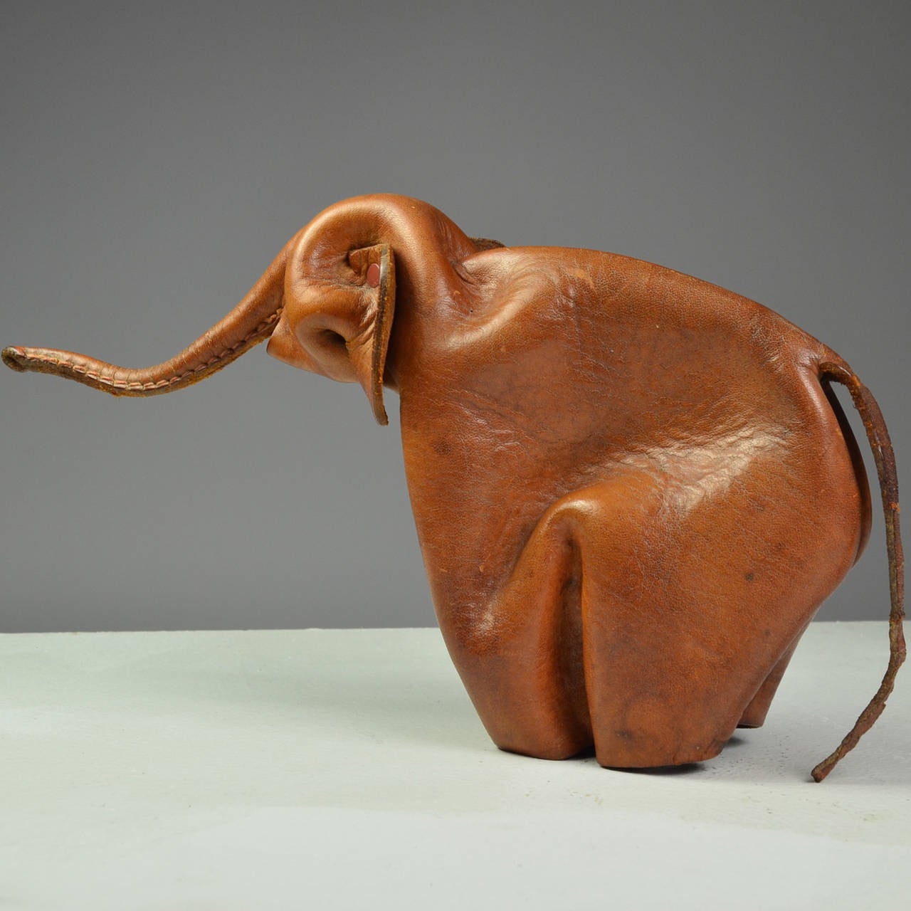 Mid-Century Modern Leather Elephant with Good Luck by Deru For Sale