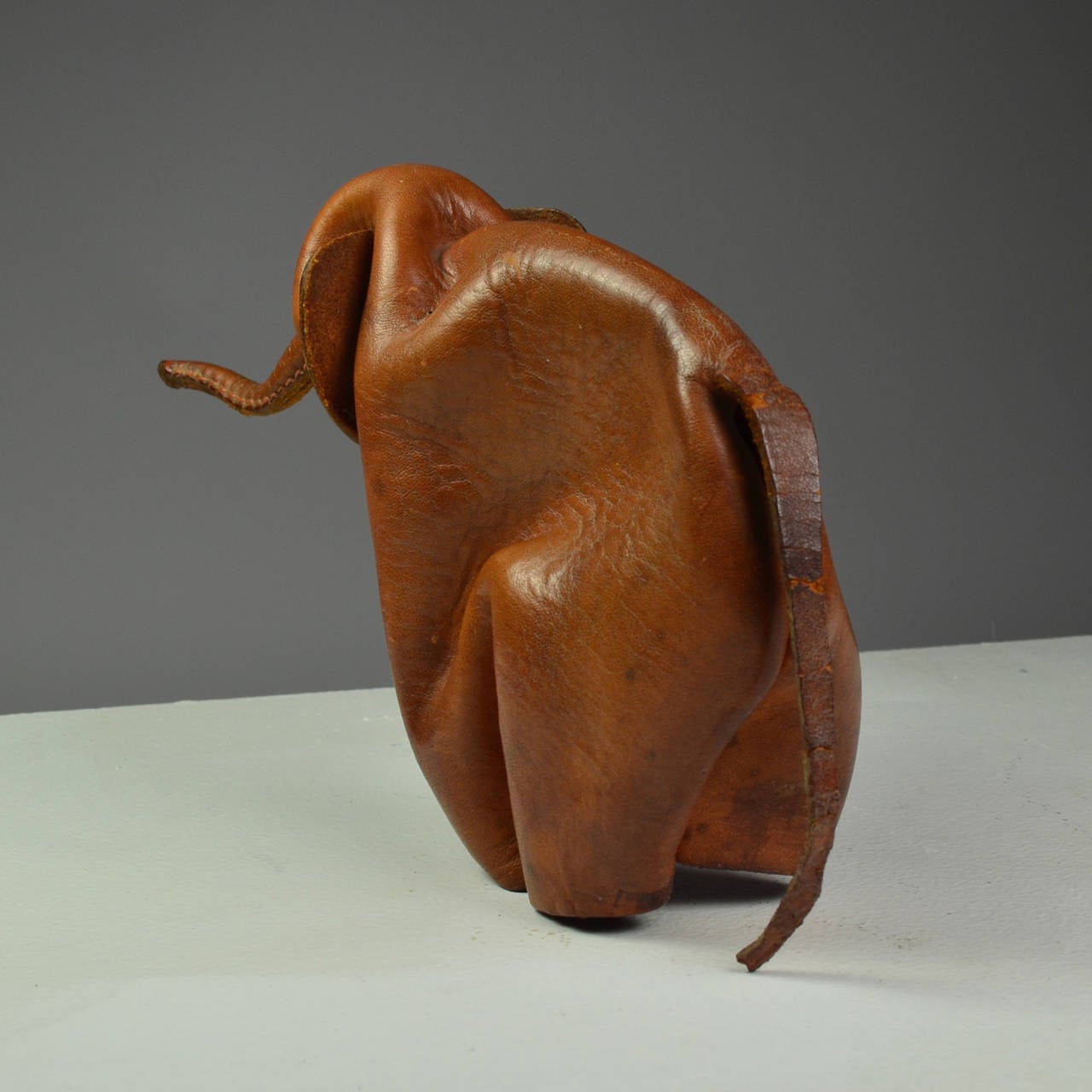 German Leather Elephant with Good Luck by Deru For Sale