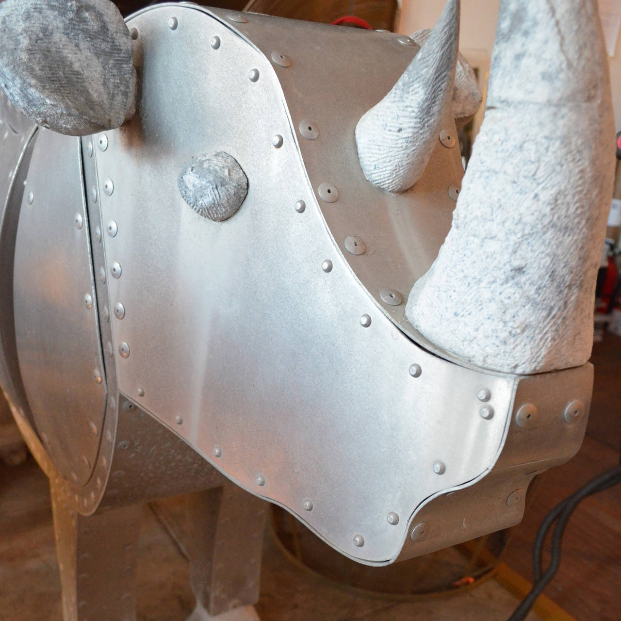 Outdoor Sculpture Rhinoceros by Ken Kalman in Aluminum