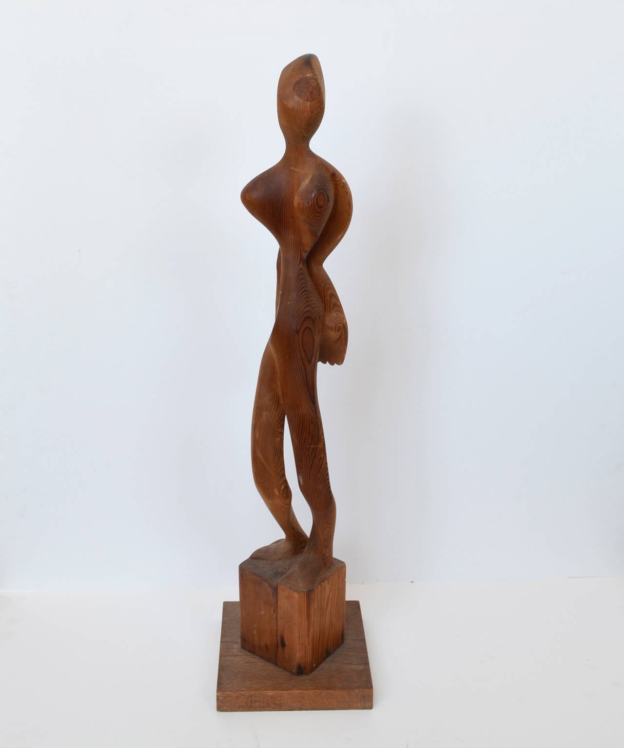 Tall Wood Sculpture by Rubeinstein, 1954