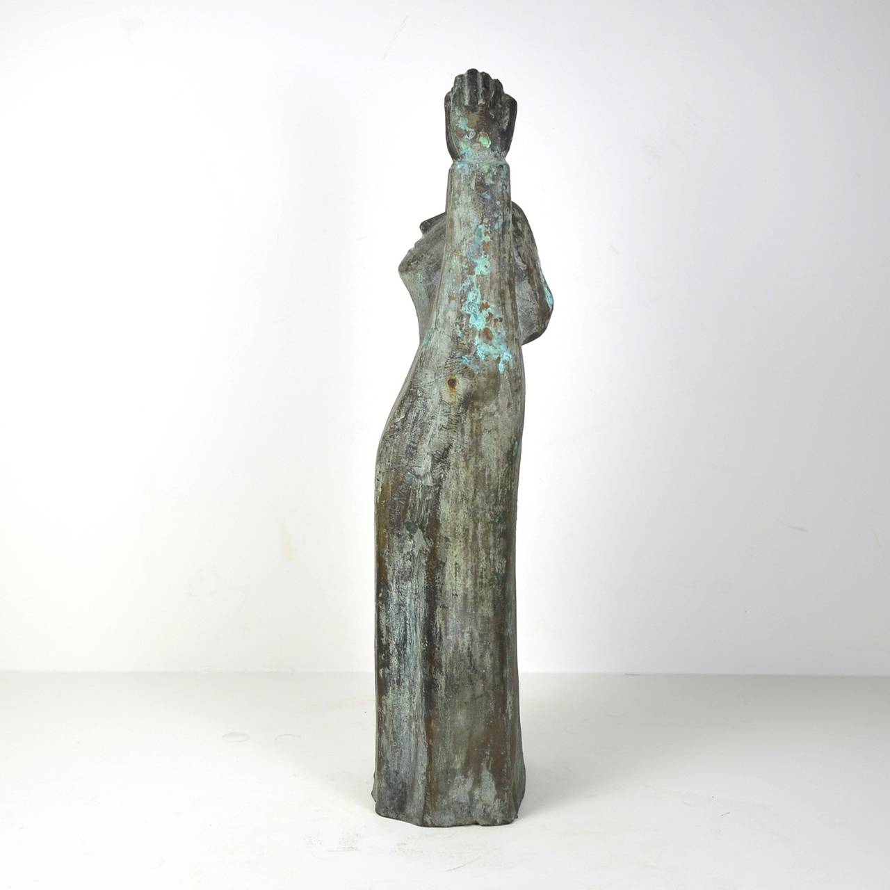 Folk Art Seated Nude Bronze Sculpture, 1960s, by Kurt Lehman For Sale