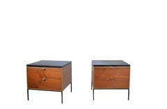 Pair of End Tables, Steel Frame, by George Nelson, 1960s, for H. Miller