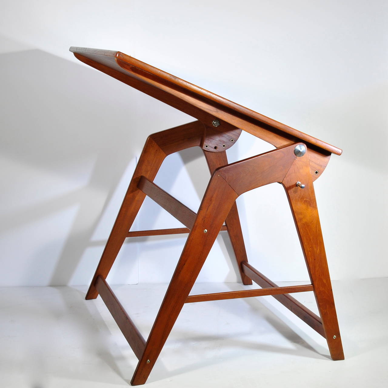 European Rare Wood Small Architect Desk in Teak, 1960 For Sale