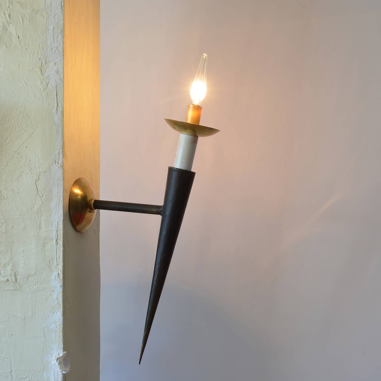 1950 French Sconces From a Theater in Marseille in the manner of J.Adnet In Excellent Condition For Sale In Berkeley, CA