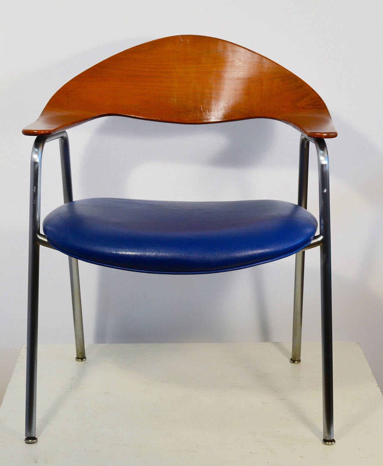 Faux Leather Set of Eight Design Chairs from 1960s Wood and Steel For Sale
