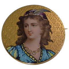 French 18k Gold, Enamel and Diamond Brooch Art Nouveau 9