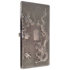 Sterling Silver Chinese Export Dragon Cigarette Case
