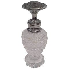 Vintage Sterling Silver Cut Glass Perfume Bottle, Birmingham, England