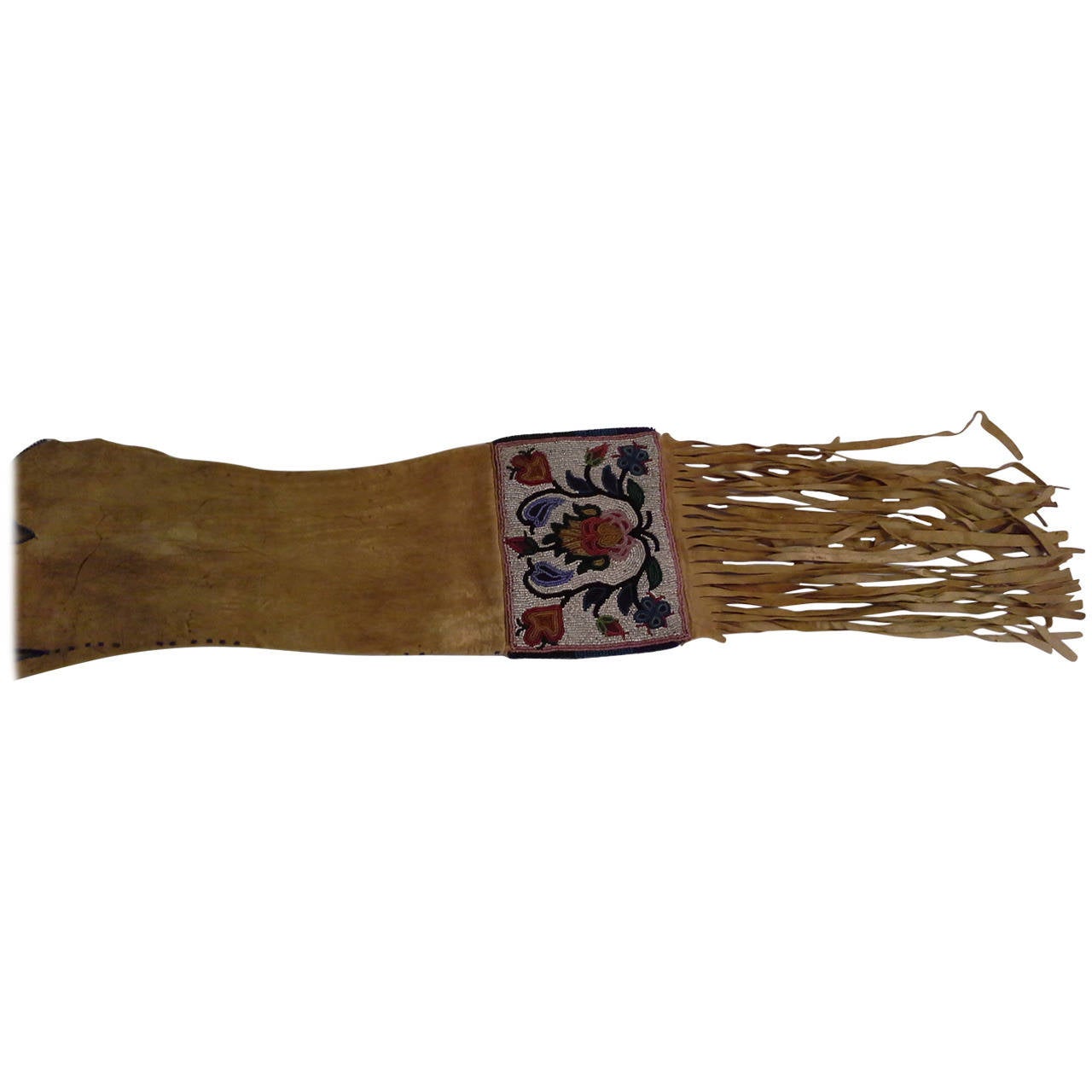 Native american pipe tobacco bag with floral bead work at 1stdibs