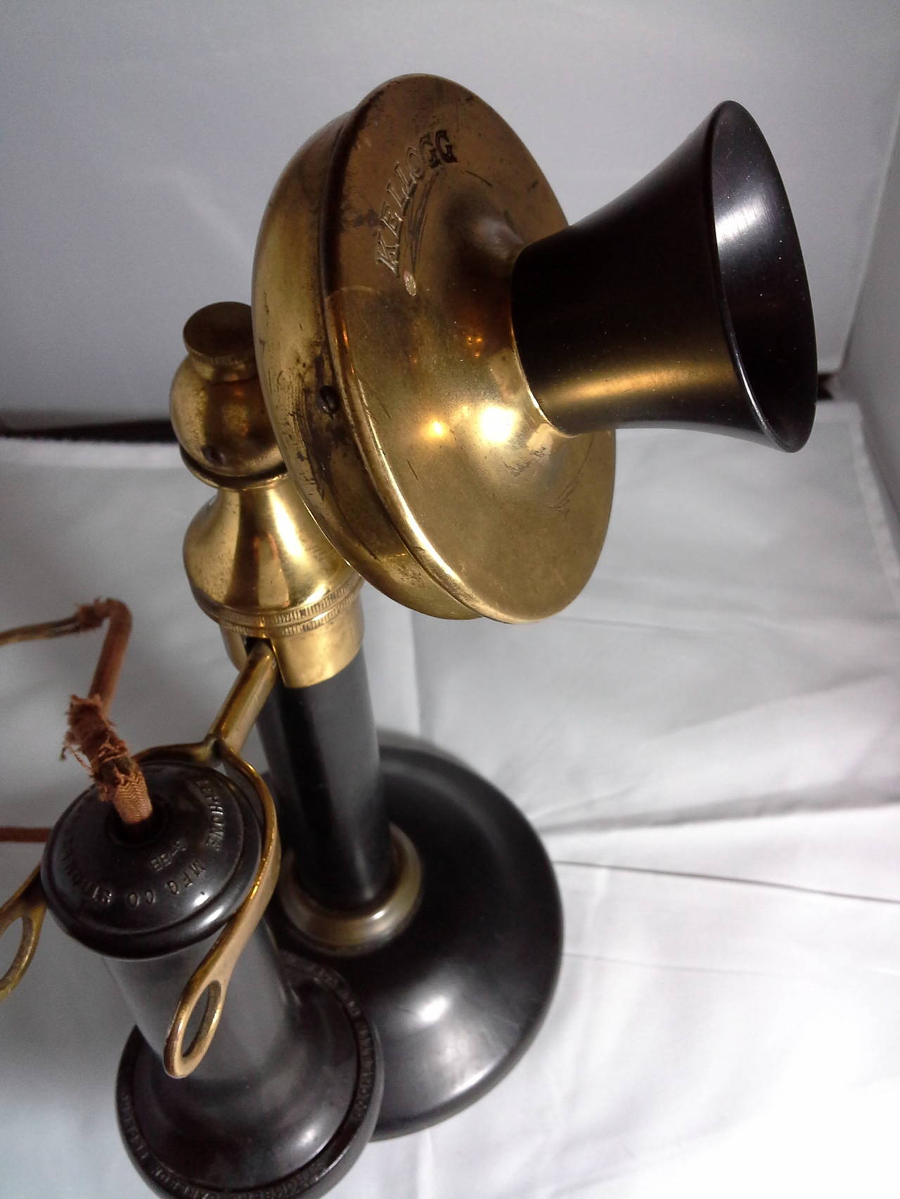 Industrial Kellogg Chicago Candlestick Brass and Bakelite, Patented 1901