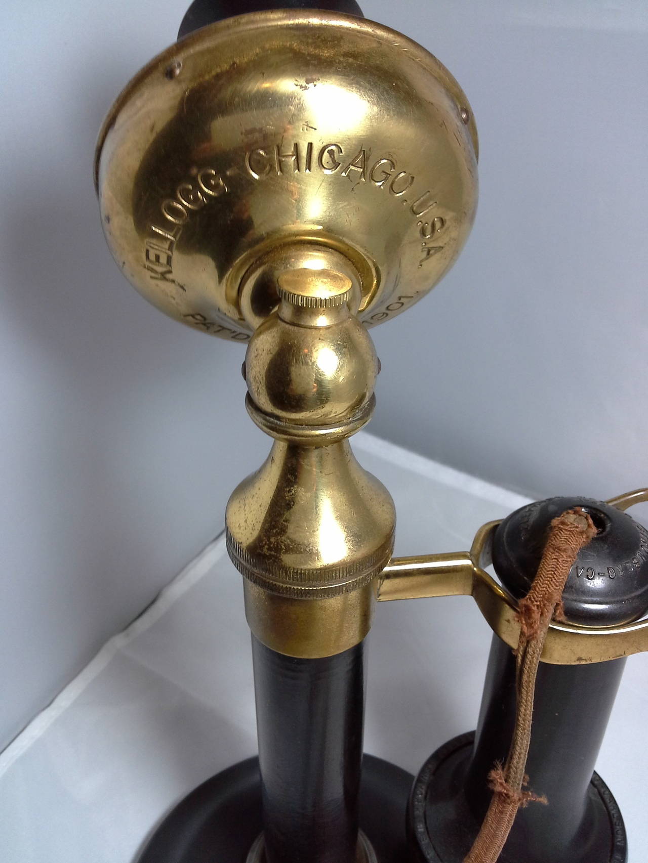 Early 20th Century Kellogg Chicago Candlestick Brass and Bakelite, Patented 1901