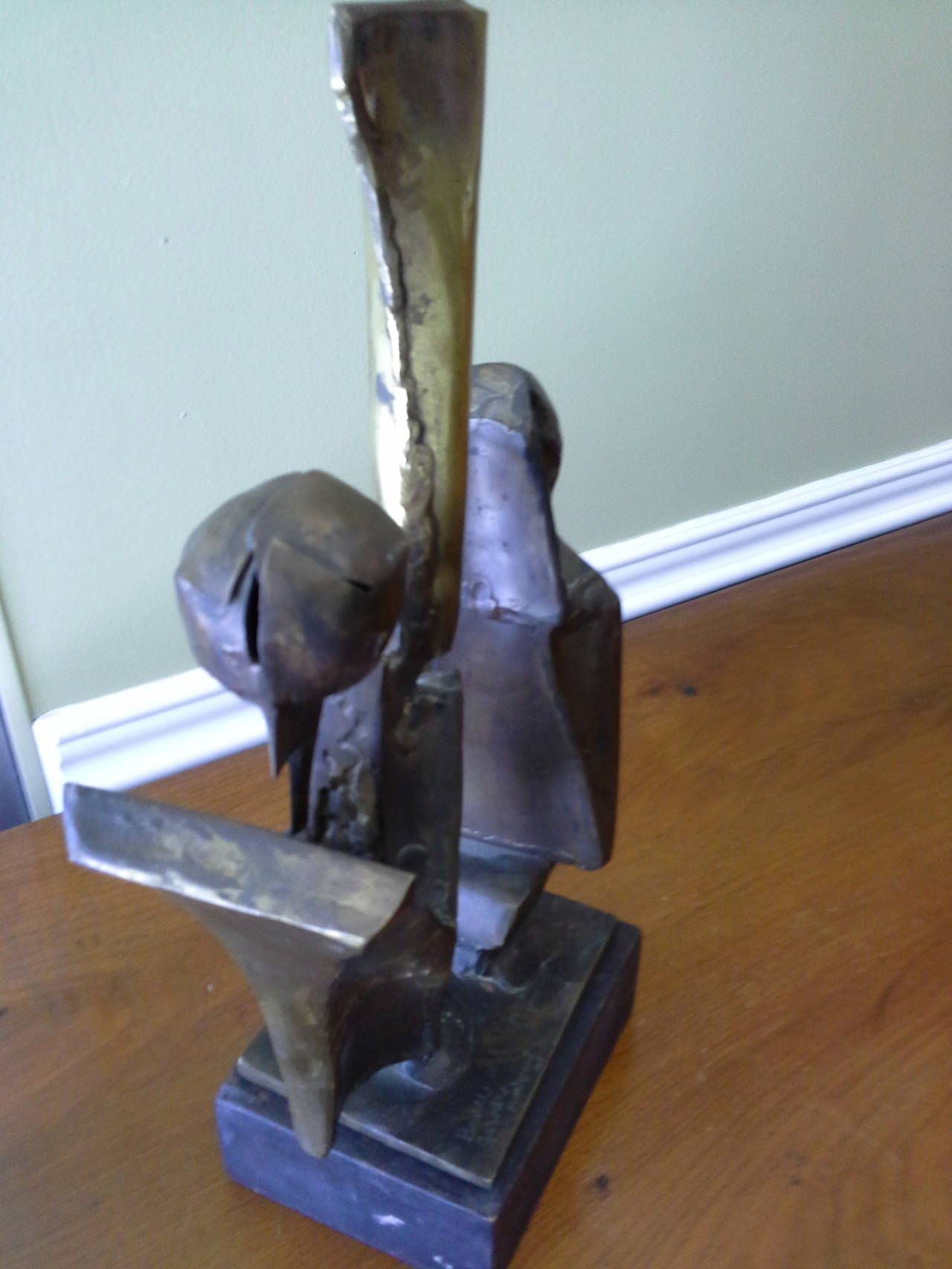 Brutalist Style Bronze Sculpture by Bruce Garner, Signed on Base 1