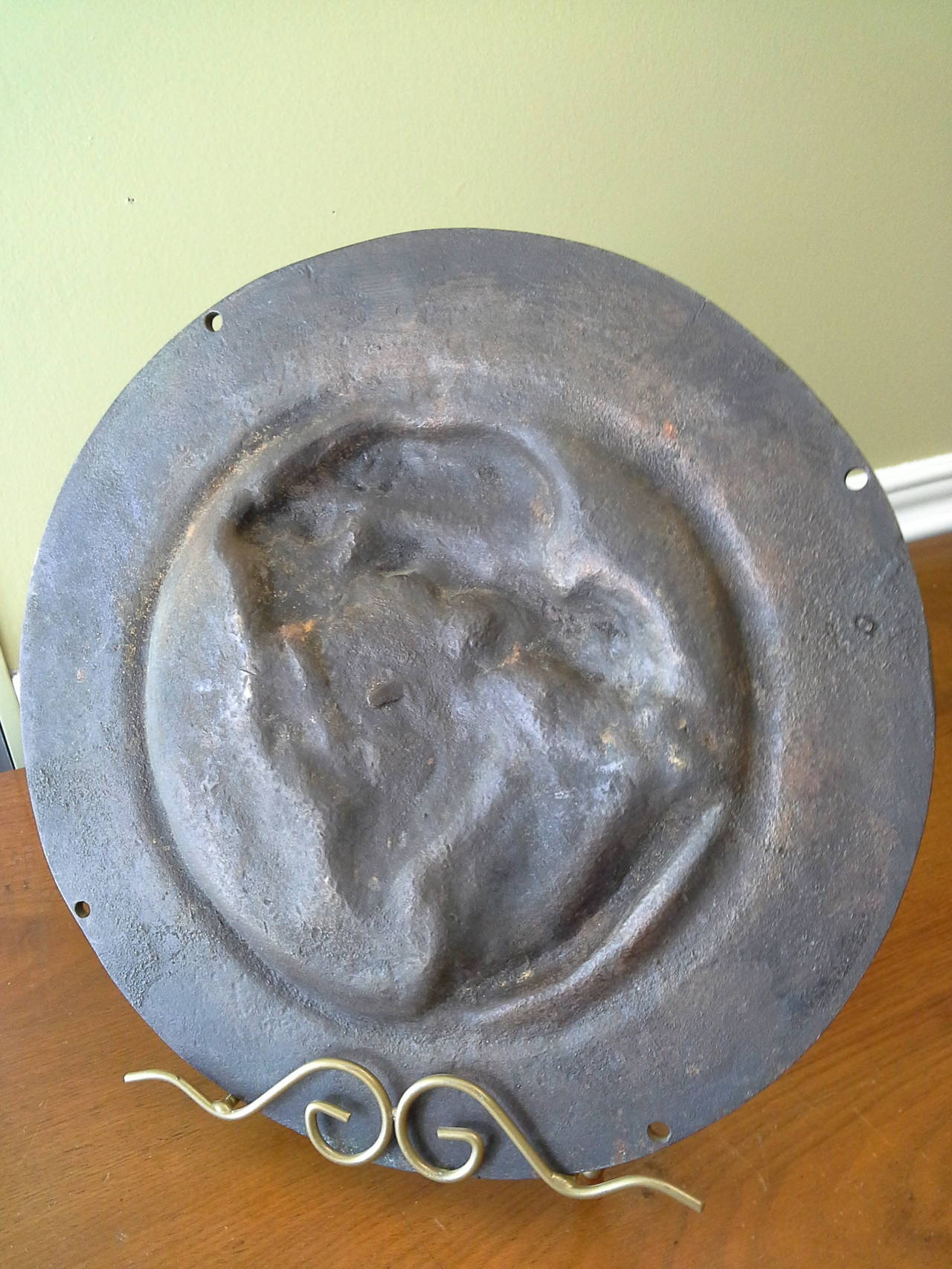 Greek Revival Greek Bronze Wall Plaque or Medallion Depicting a Greek Emperor or Male Figure