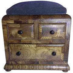 Antique Carpathian Elm Needlepoint Sewing Box, circa 1860