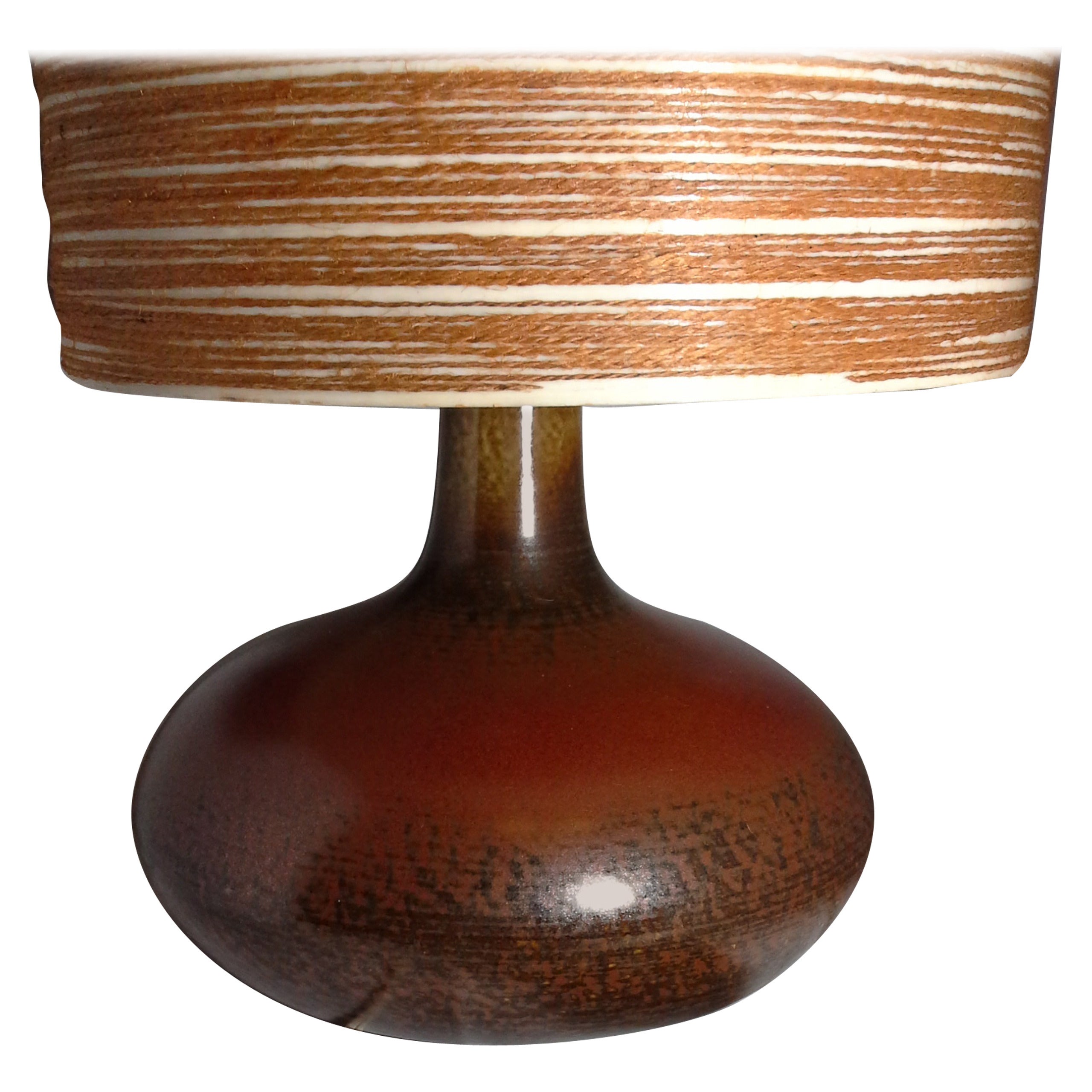 Lotte Mid-Century Ceramic Table Lamp with Original Shade in a Squat Bulbous Form