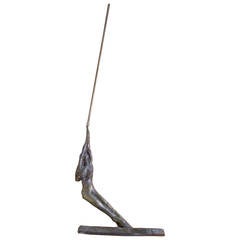Brutalist Style Bronze Sculpture by Bruce Garner Titled "Acrobat on Rope"