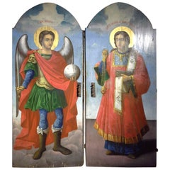 Antique Pair of Russian-Eastern Orthodox Church Shrine Doors, circa 1840-1860