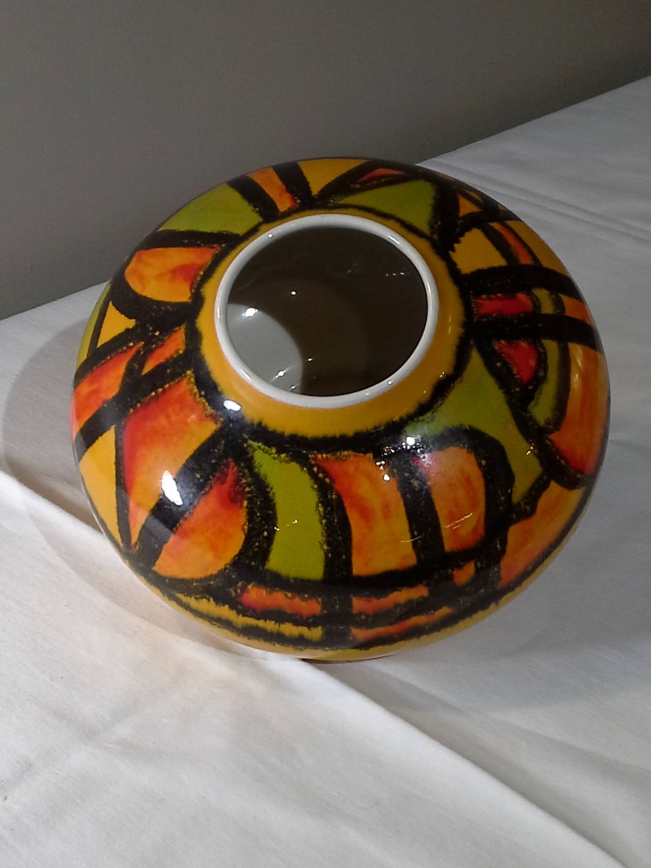 Modern Poole Pottery Vase in a Geometric Pattern