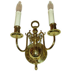 Georgian Style Solid Brass Double-Arm Wall Sconces