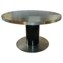 Mid Century Italian Designed Table by Willy Rizzo in Black and Chrome
