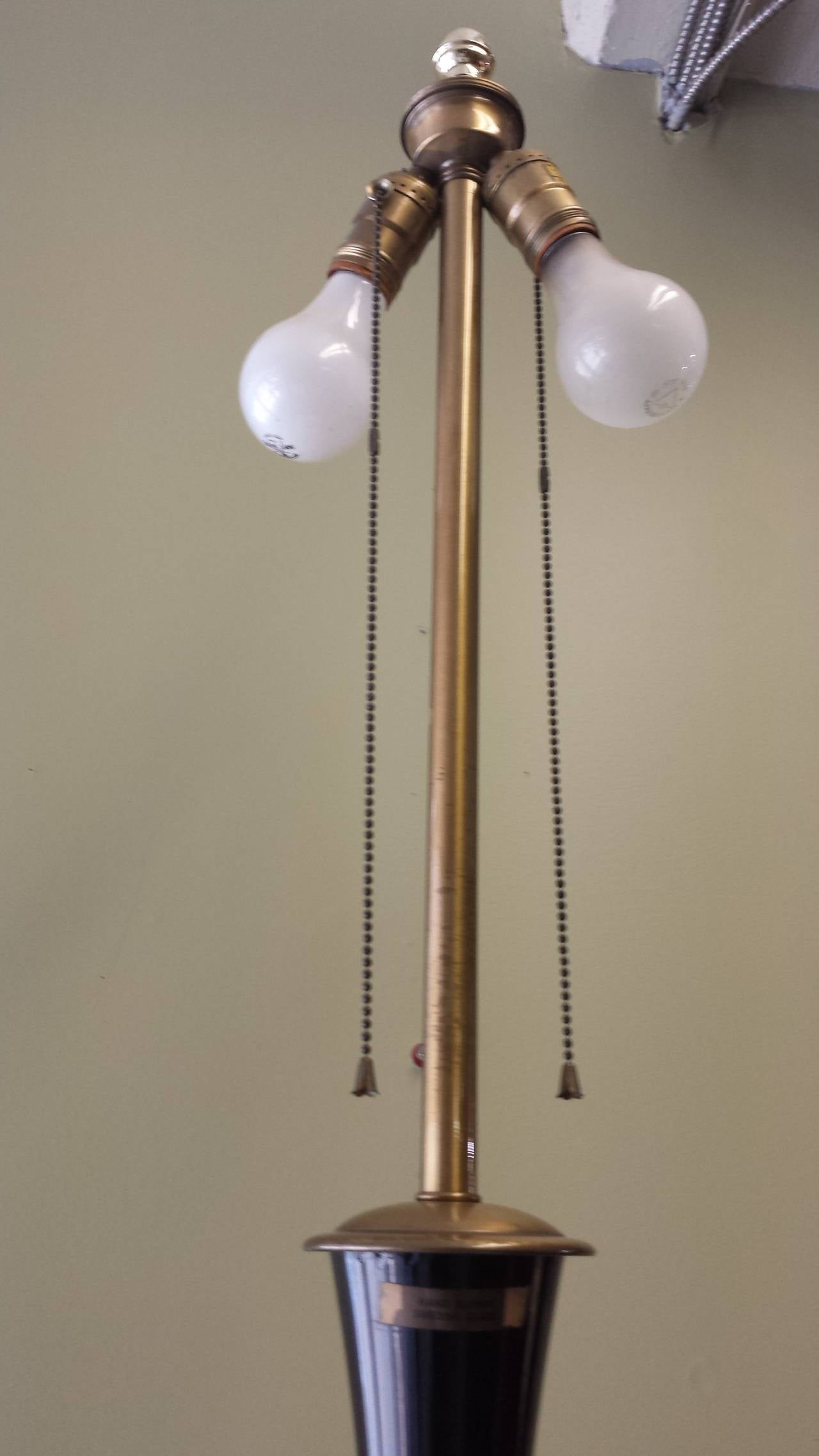 Mid-Century Modern Tall Marbro Amethyst Swedish Handblown Glass Table Lamp