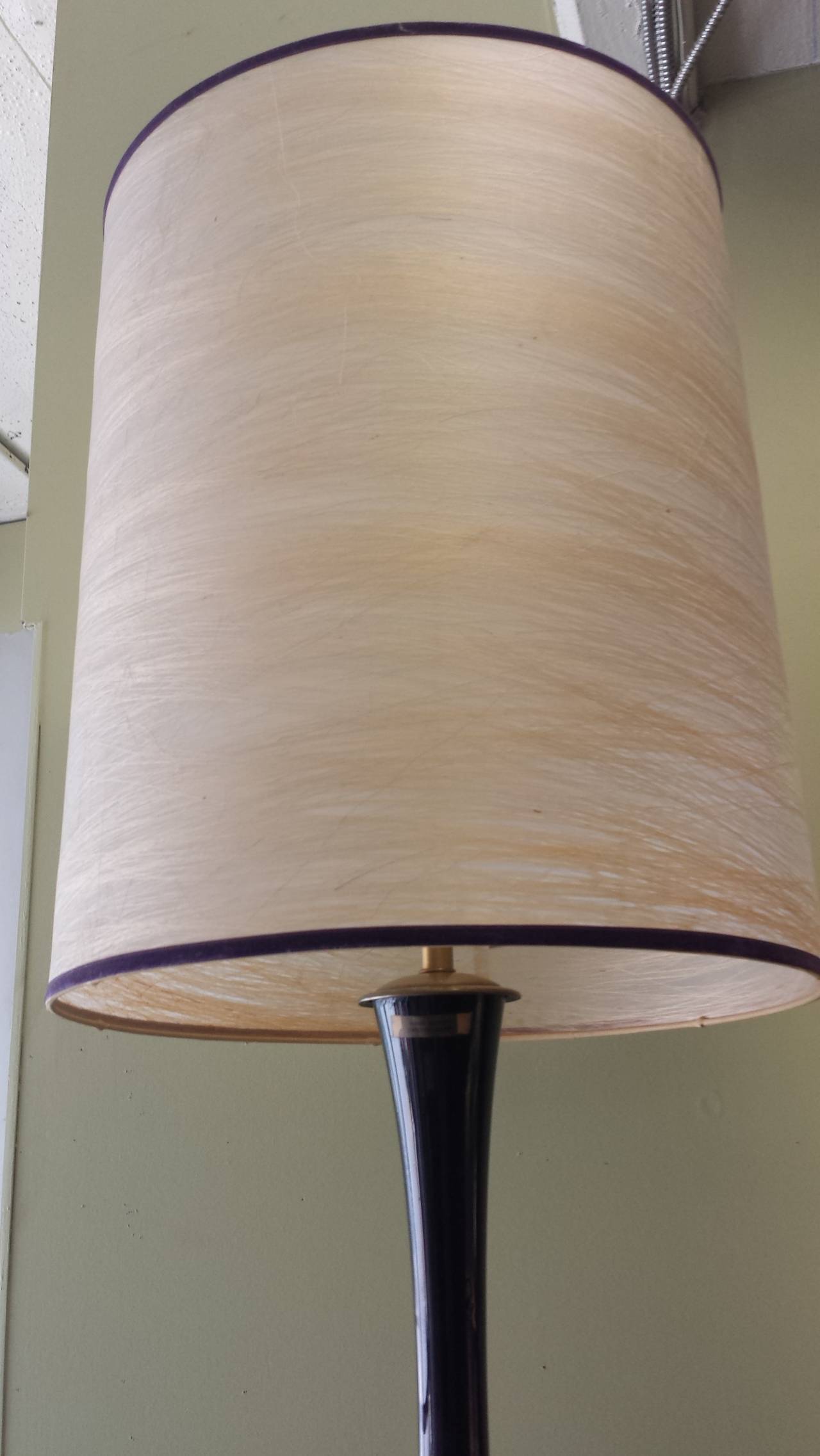 Tall Marbro Amethyst Swedish Handblown Glass Table Lamp 1