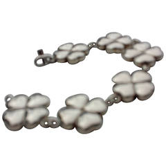 Retro Georg Jensen Sterling Silver Four-Leaf Clover Bracelet Designed by Kim Naver