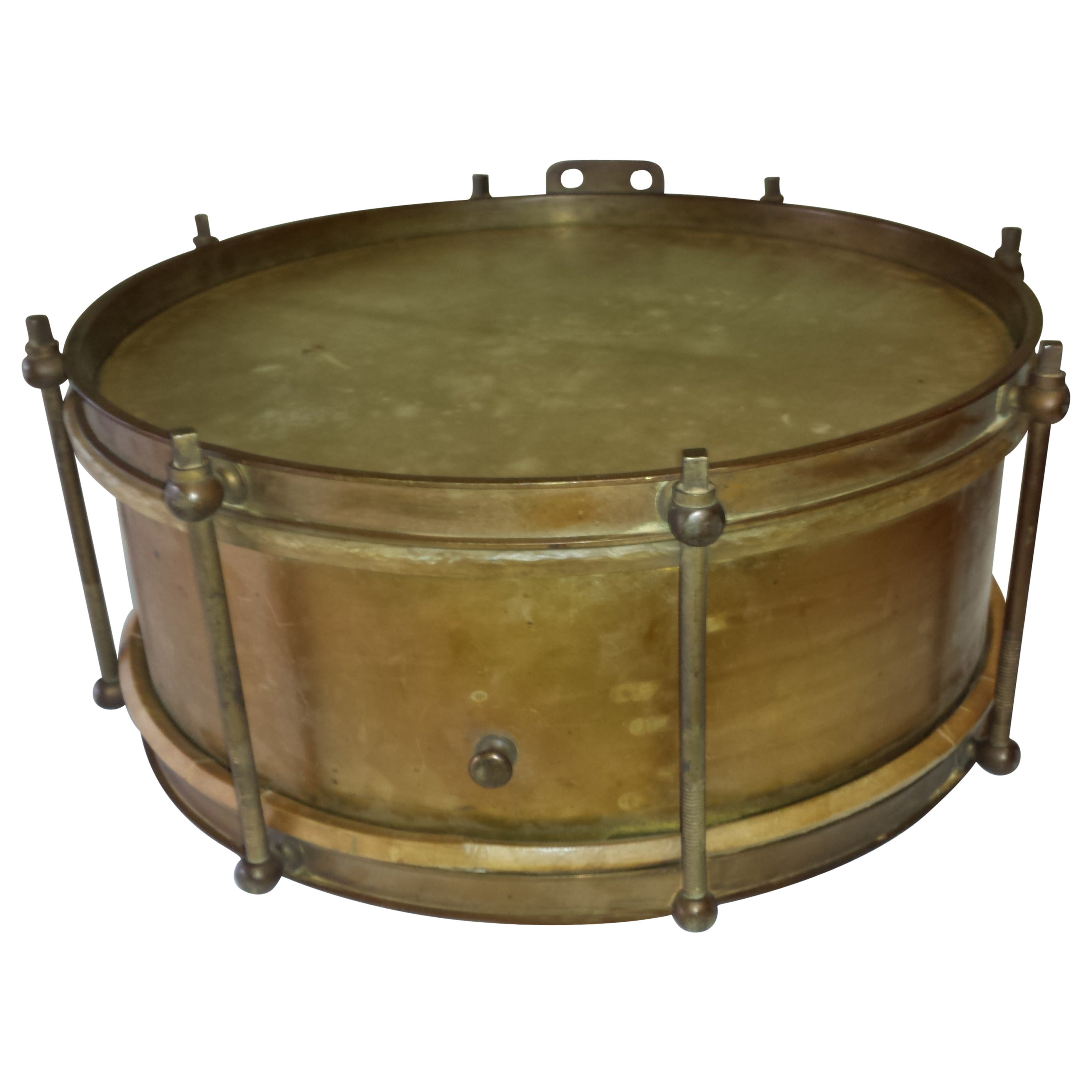 Brass Military or Marching Band Snare Drum, circa 1900