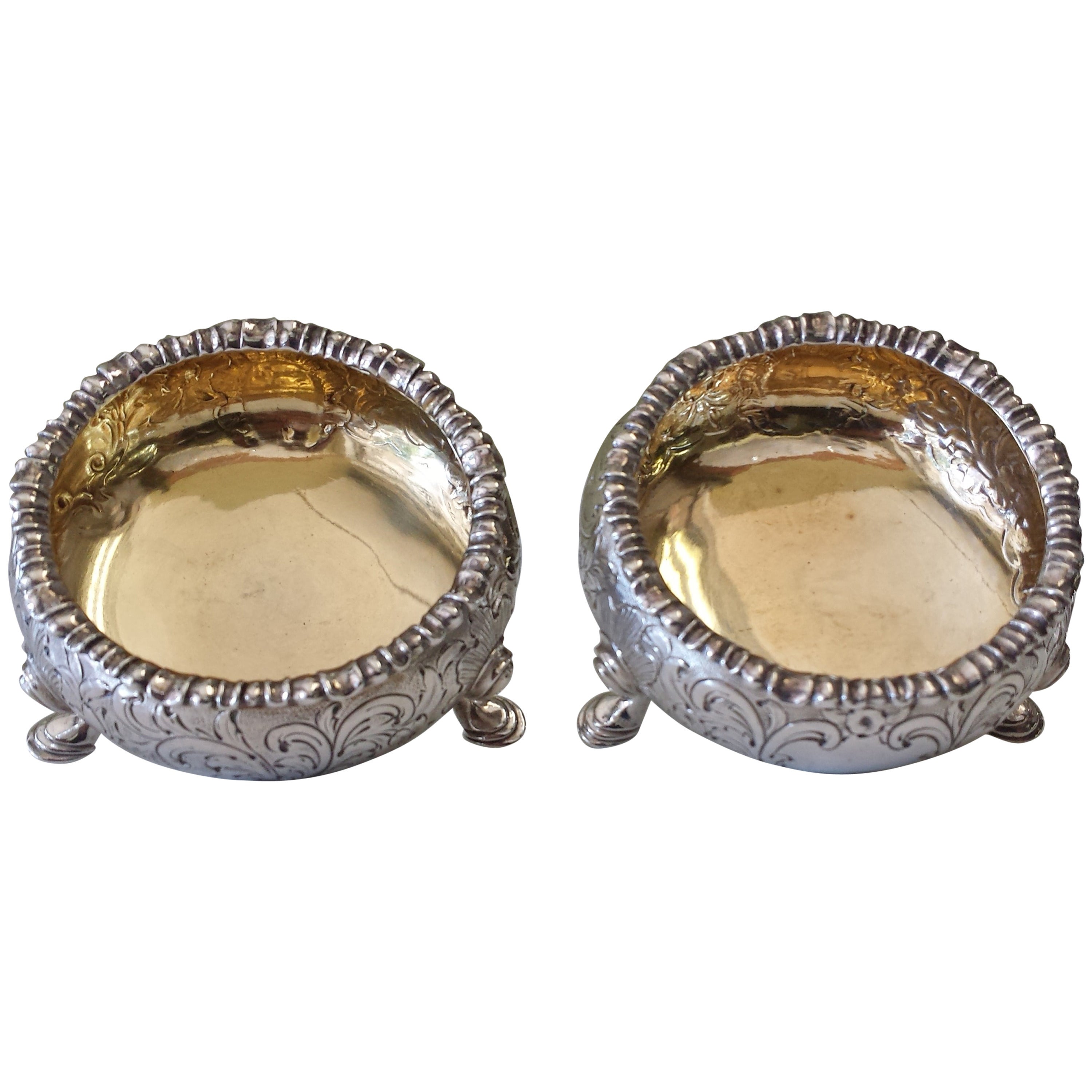 Sterling Silver and Gilt Pair of Open Salts by Robert Gray & Son, Glasgow 1847 For Sale