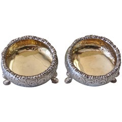 Used Sterling Silver and Gilt Pair of Open Salts by Robert Gray & Son, Glasgow 1847