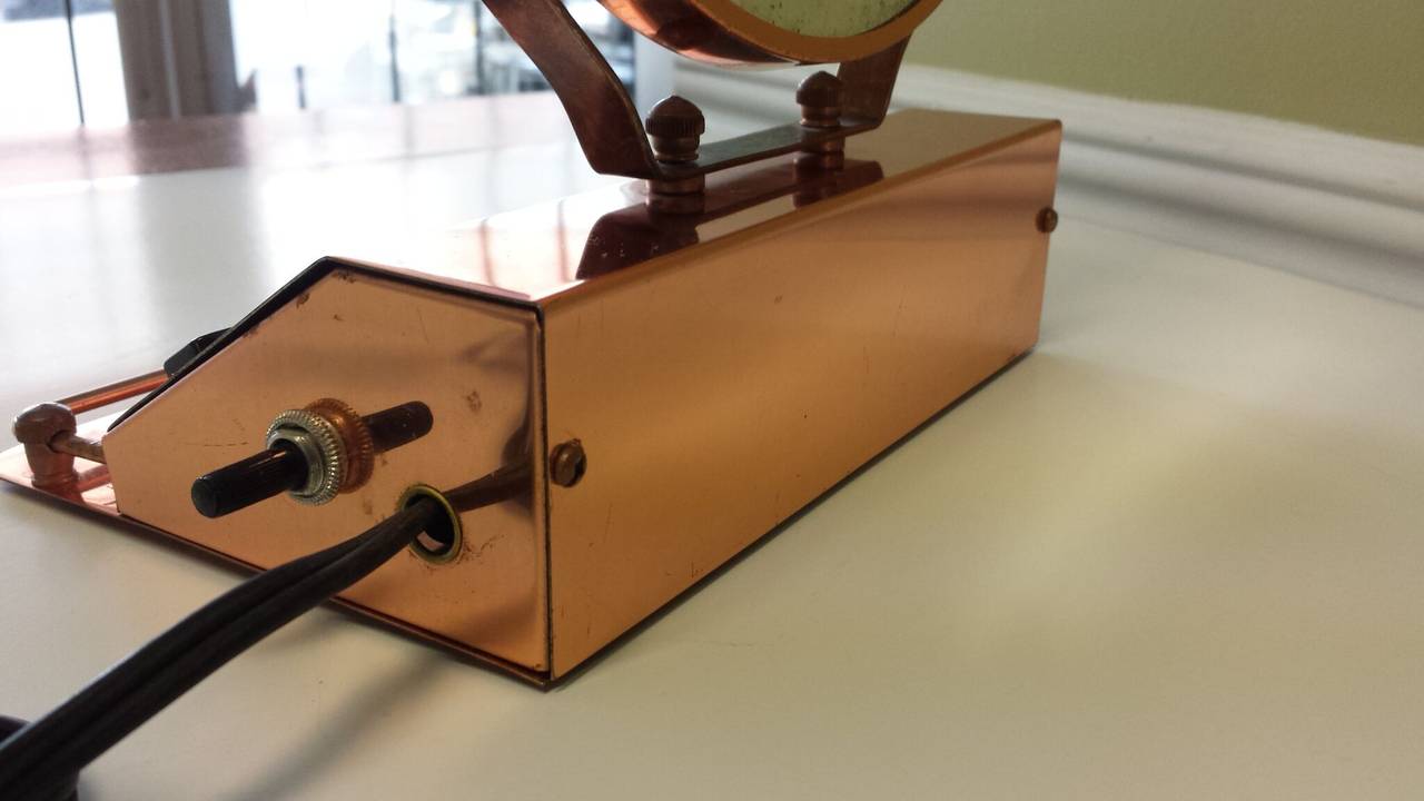 Mid-Century Solid Copper Lighted Vanity Double-Sided Mirror with X-Plug 1