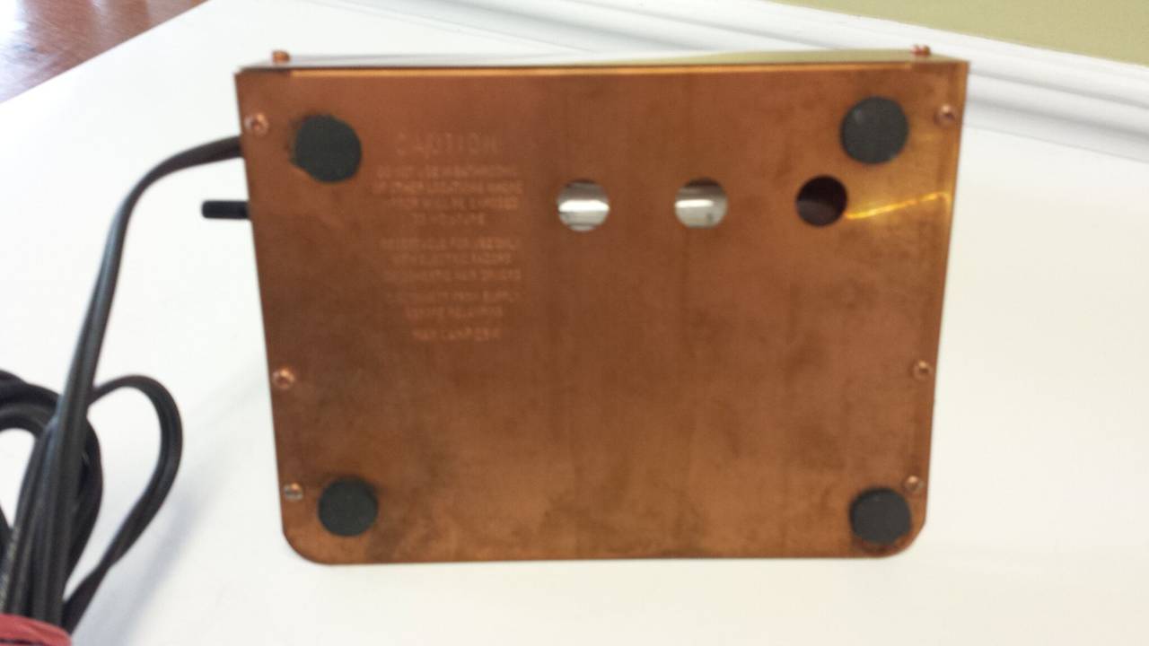 Mid-Century Solid Copper Lighted Vanity Double-Sided Mirror with X-Plug In Good Condition In Ottawa, Ontario