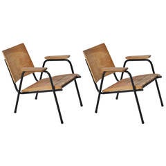 Prouve inspired Midcentury French Plywood Lounge Chairs