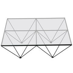 Alanda Style Geometric Glass Wire Framed Coffee Table