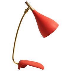 Red Italian Desk Lamp in the Manner of Stilnovo or Arredoluce