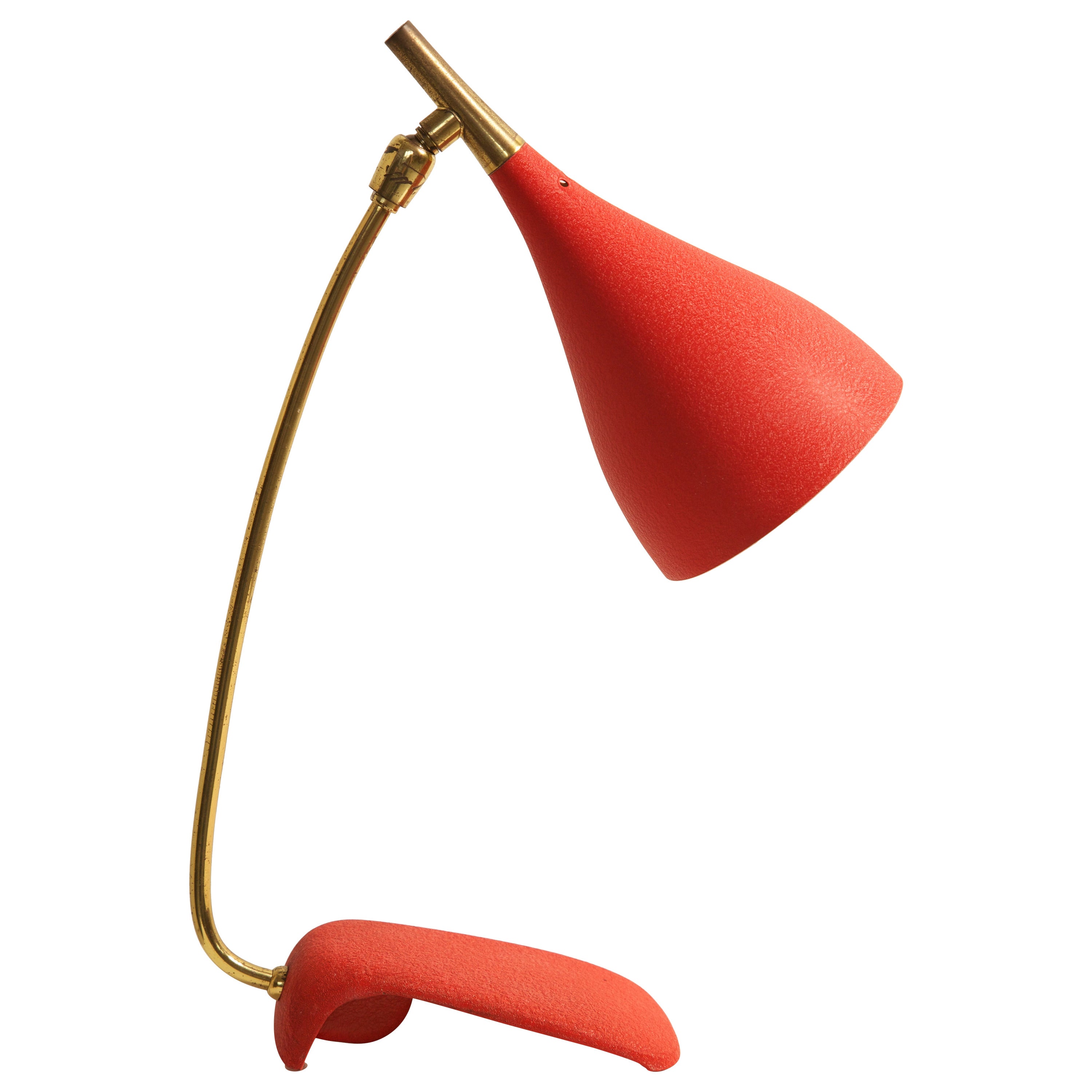 Red Italian Desk Lamp in the Manner of Stilnovo or Arredoluce