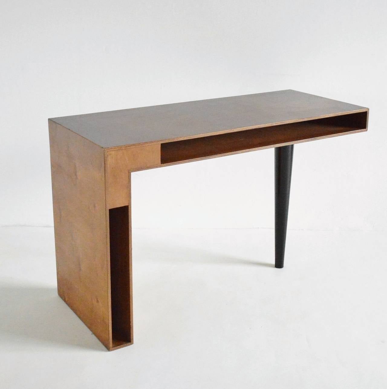 A one off prototype designed by relatively unknown Belgian artist Patrick Hoedt in the 1960s. Constructed from a dark plywood and turned and lacquered beech. The piece has been sensitively restored, a unique statement piece. The piece was designed