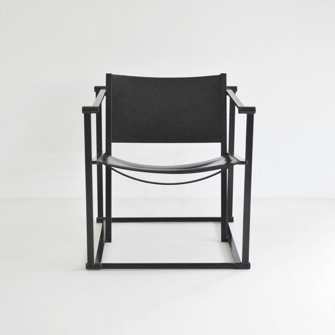 Dutch Radboud Van Beekum FM62 Cube Chair in Black Leather