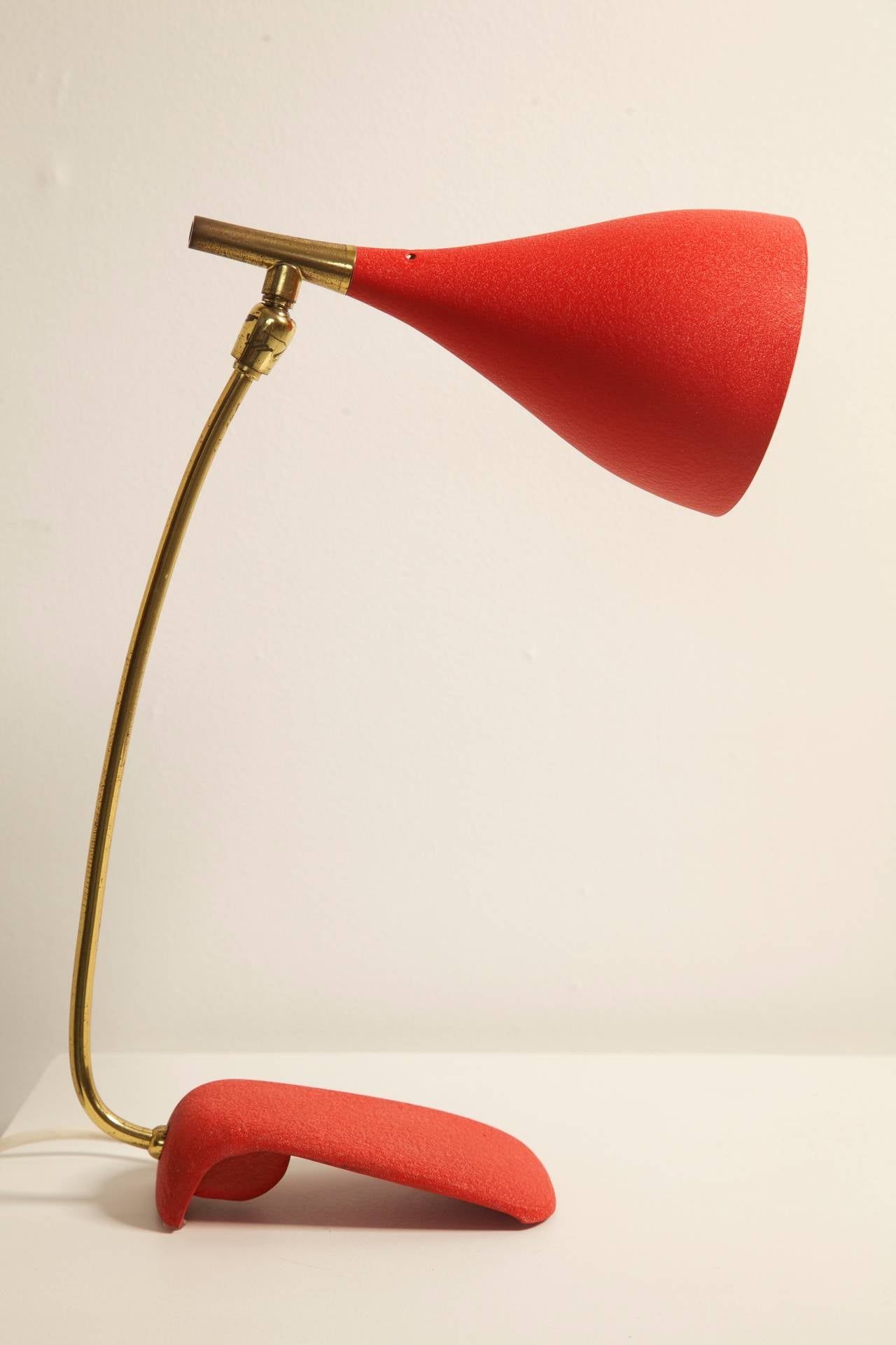 Mid-20th Century Red Italian Desk Lamp in the Manner of Stilnovo or Arredoluce