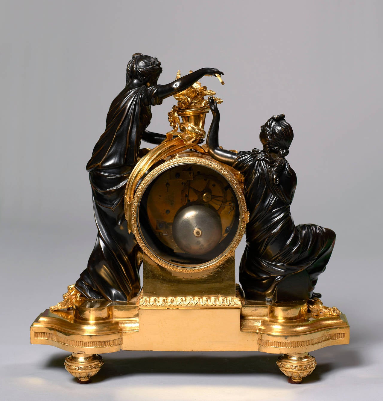 Late 18th Century Chased and Patinated Gilt Bronze Louis XVI Clock by Louis Montjoye