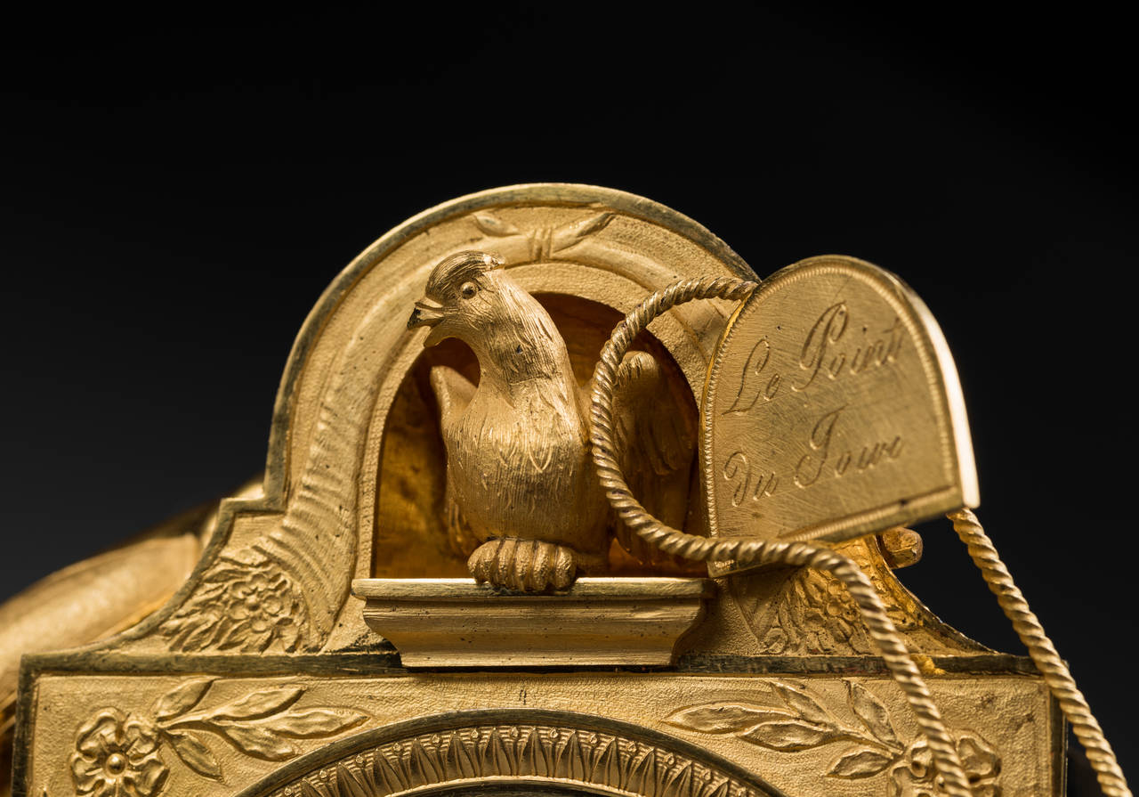 Seltene vergoldete Bronze-Empire-Kaminuhr mit Harlekin, Thomire zugeschrieben im Angebot 1