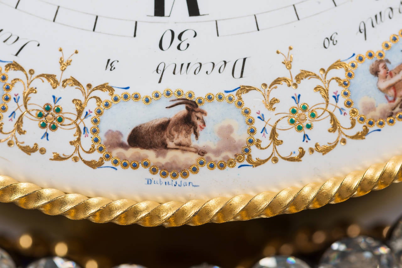 Doré Pendule de cheminée en porcelaine de style Louis XVI en forme de lyre Svres par Kinable, cadran par Dubuisson en vente