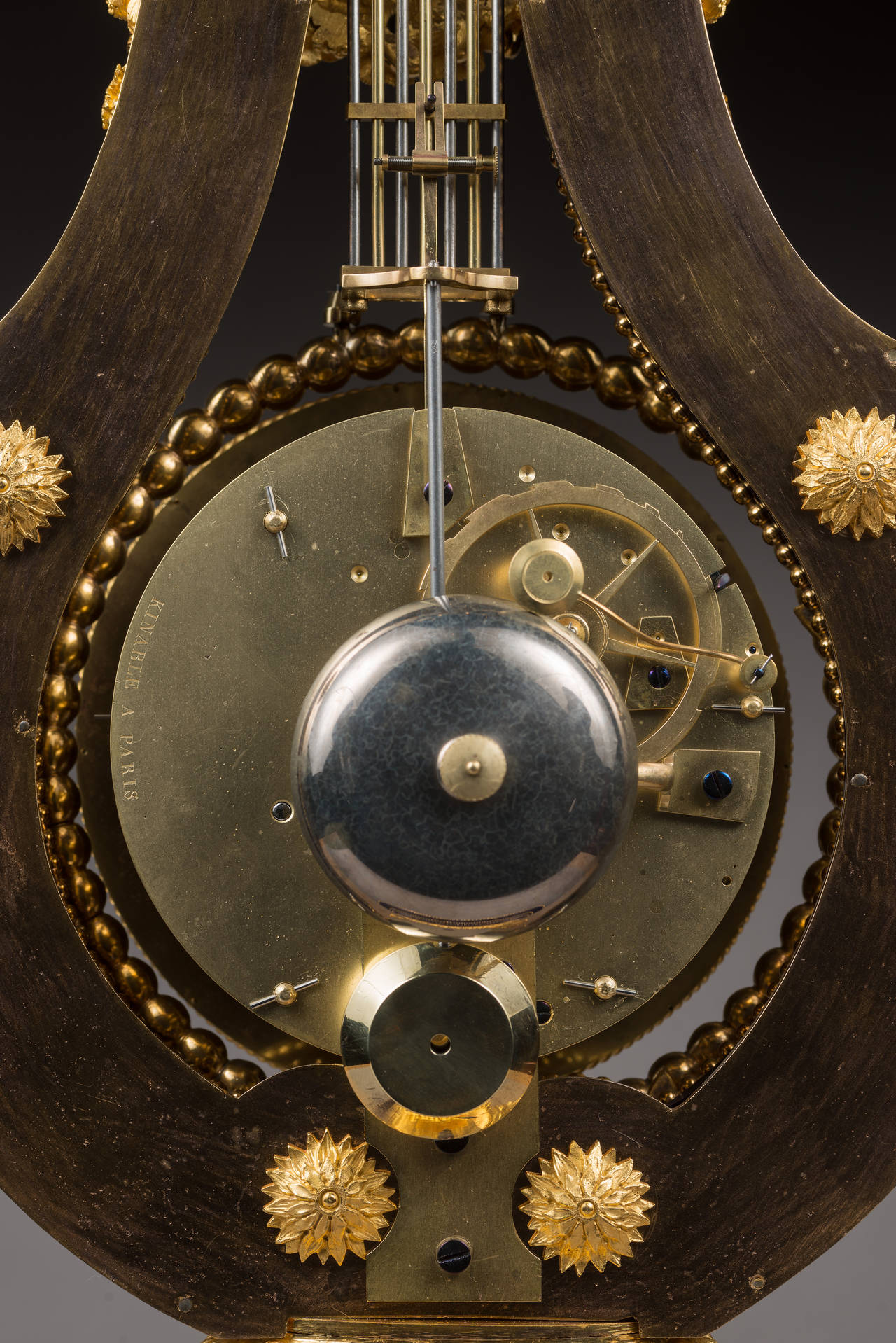 Bronze Sèvres Porcelain Louis XVI Lyre Mantel Clock by Kinable, Dial by Dubuisson For Sale