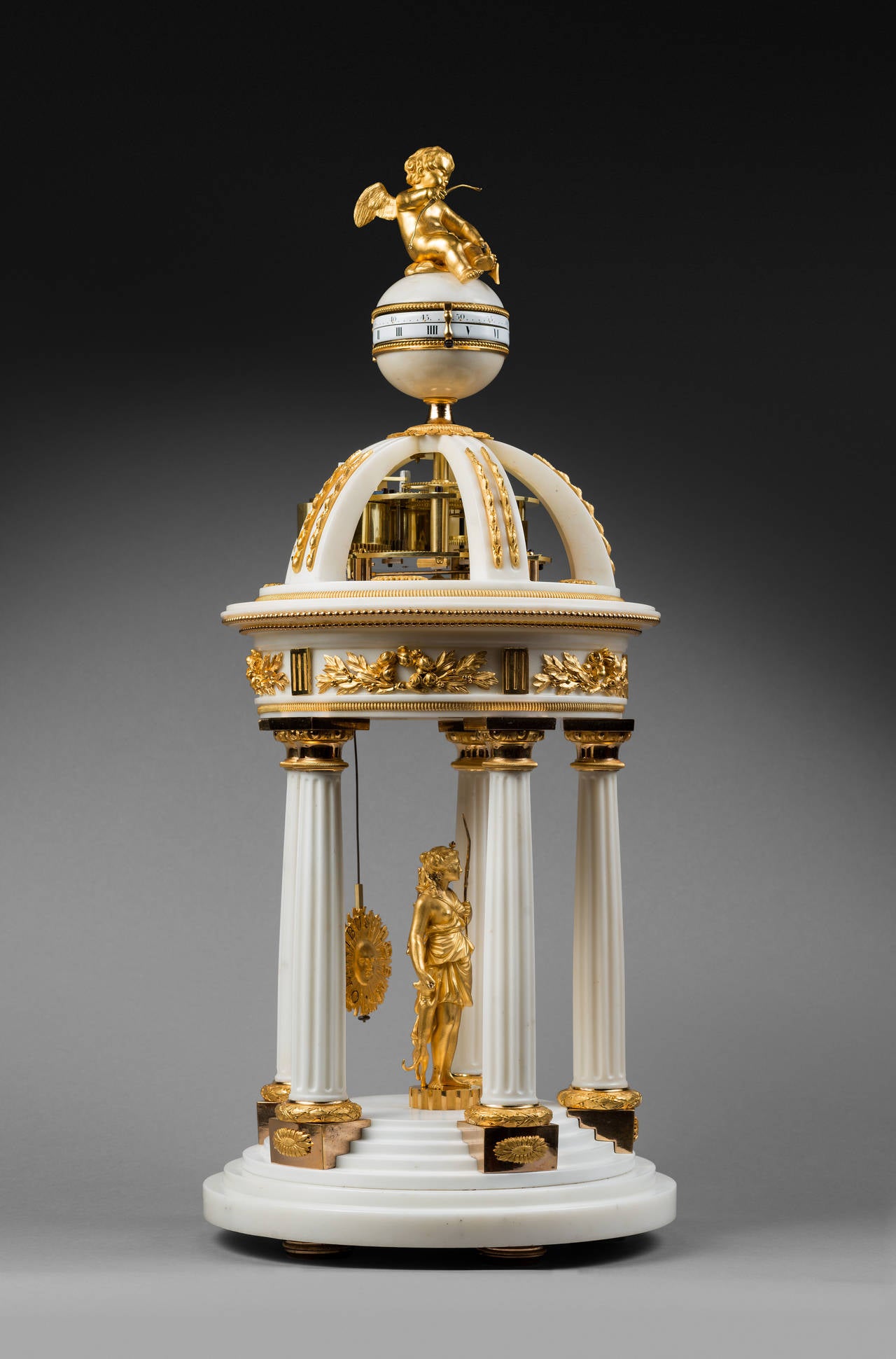 French White Marble and Gilt Bronze Louis XVI Mantel Clock 