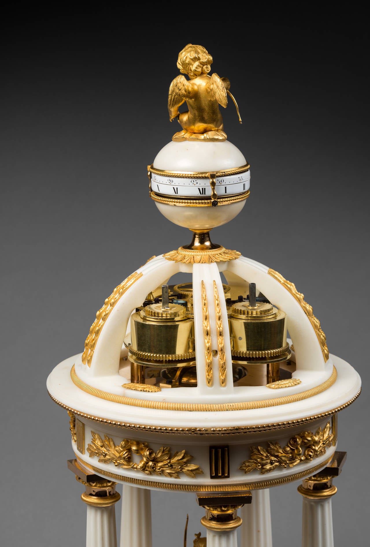 White Marble and Gilt Bronze Louis XVI Mantel Clock 