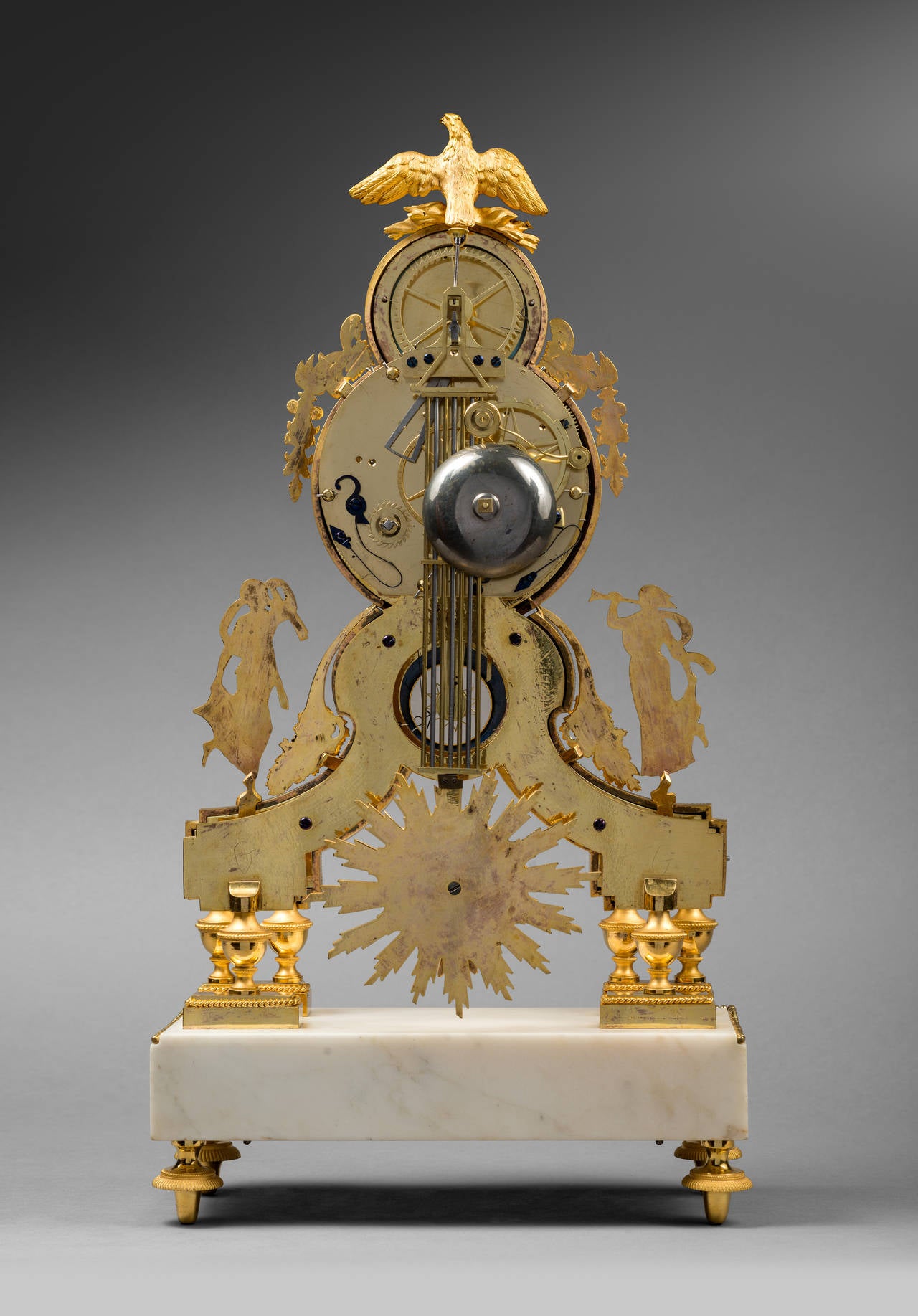 Directoire Skeleton Clock, with Enamels Attributed to Joseph Coteau In Excellent Condition For Sale In Paris, FR