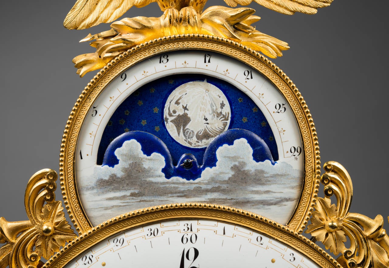 Late 18th Century Directoire Skeleton Clock, with Enamels Attributed to Joseph Coteau For Sale